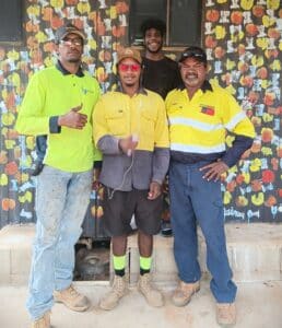 Trainees with Civil Safety Trainer Bendon Mingy Beasley growing their skills in Doomadgee