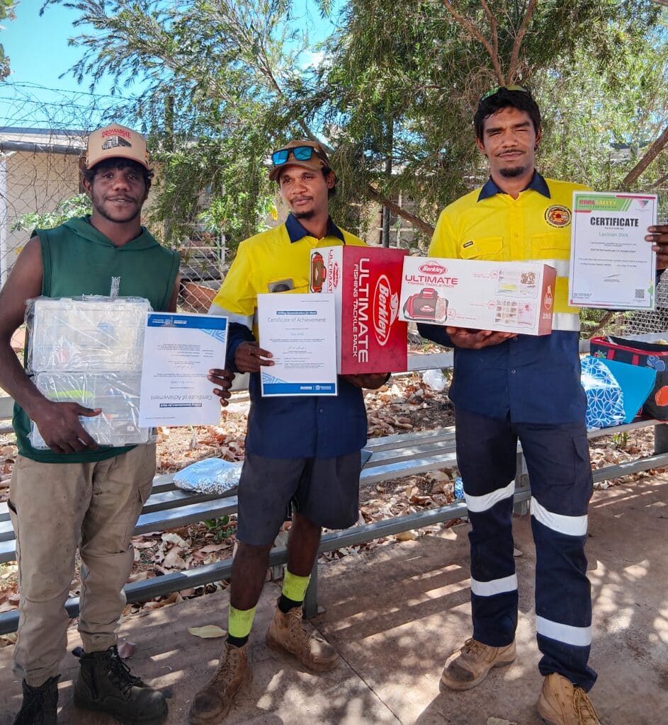 Doomadgee SQW graduates with their certificates to recognise their new skills.
