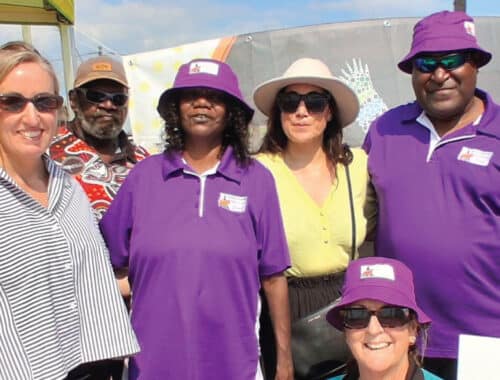 Rhonda and Paul from Napranum Yarning Shed with supporters