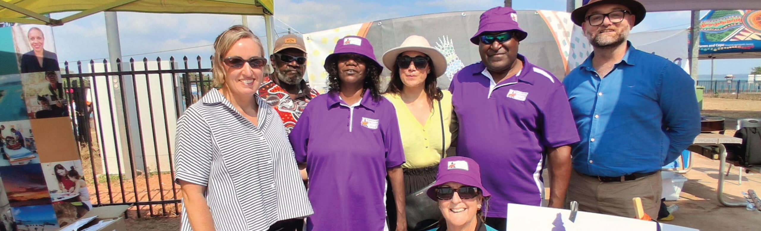 Rhonda and Paul from Napranum Yarning Shed with supporters