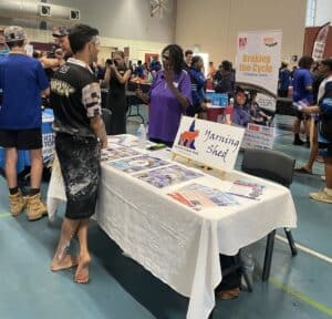 Rhonda Parry representing the Yarning Shed at a careers day